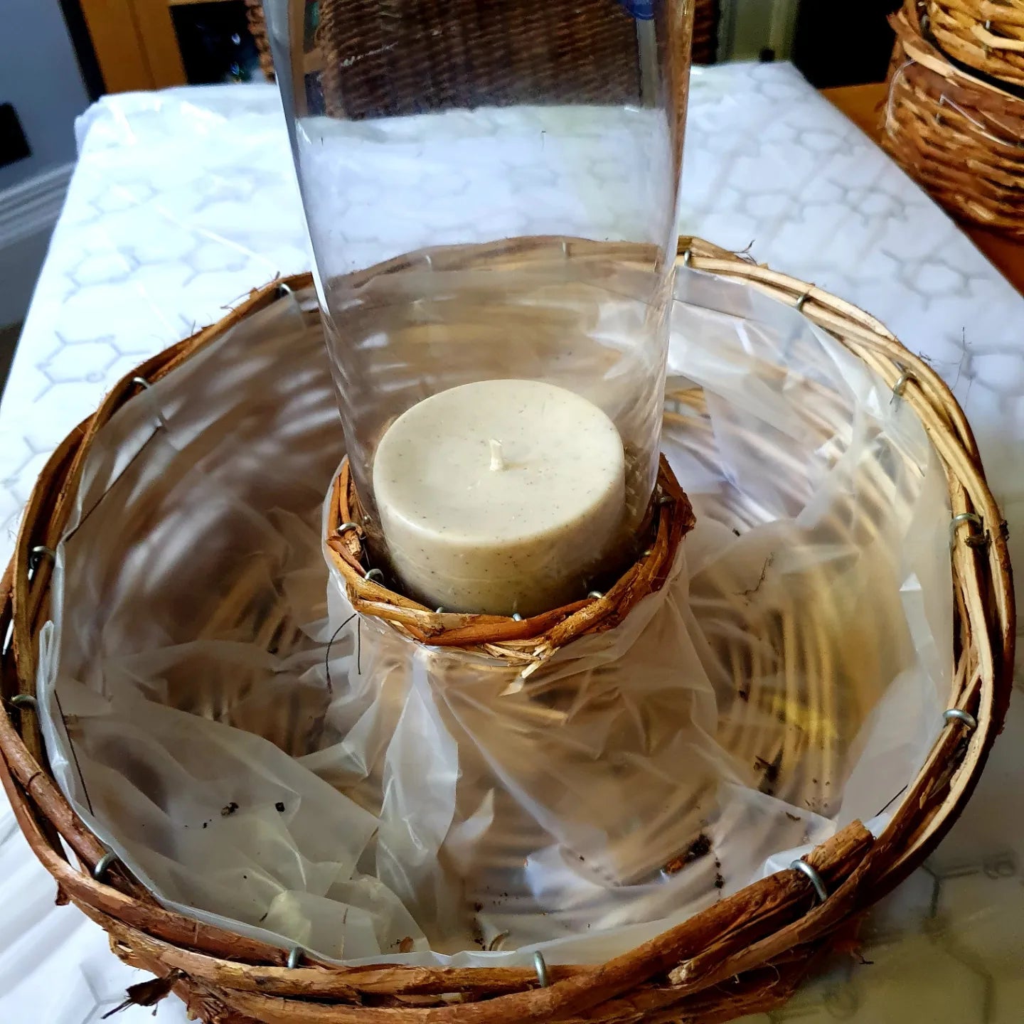 CANDLE RING PLANTER empty planter vase and pillar candle trio