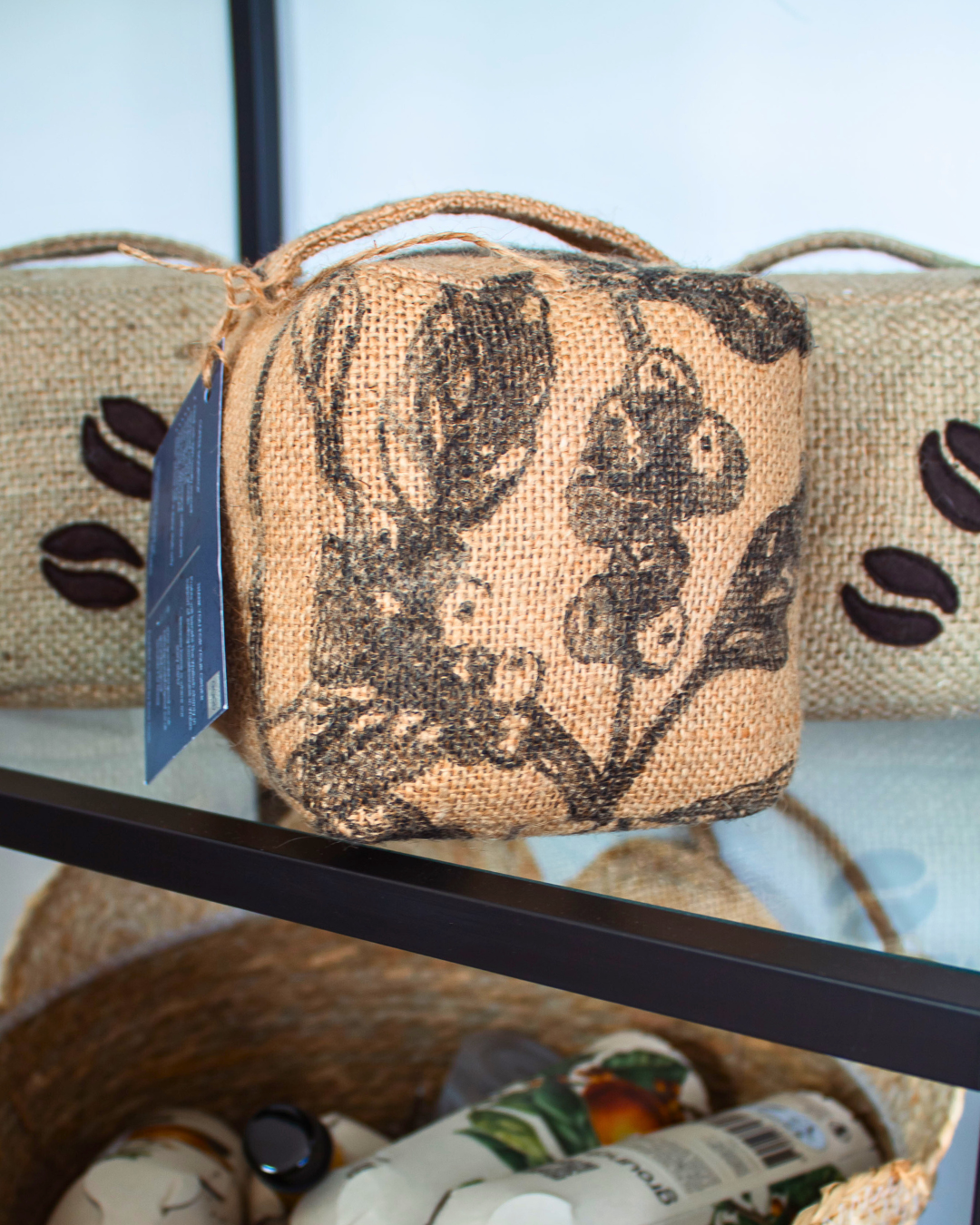 COFFEE SACK DOORSTOP FILLED WITH COFFEE GROUNDS (reduced price)