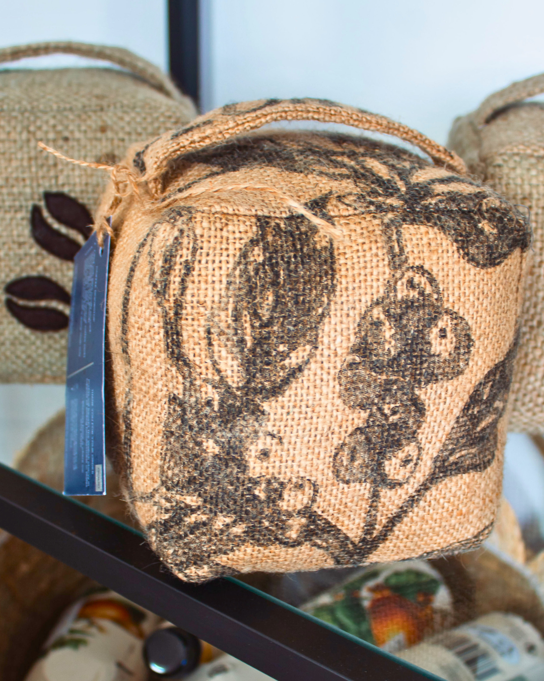 COFFEE SACK DOORSTOP FILLED WITH COFFEE GROUNDS (reduced price)