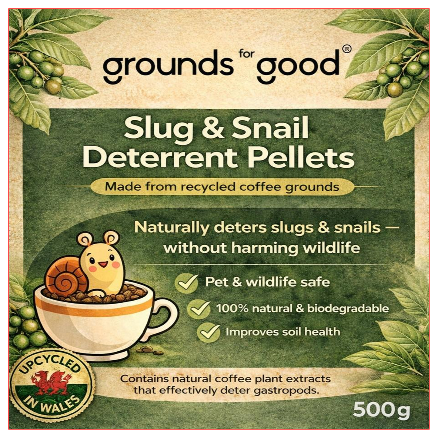 COFFEE GROUNDS SLUG AND SNAIL DETERRENT PELLETS